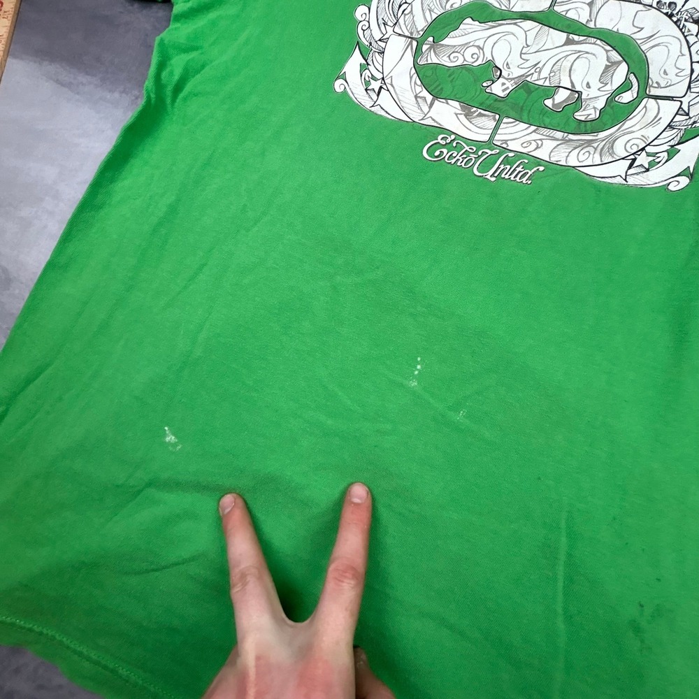 Vintage Ecko Unltd Graphic T-Shirt Green XL Y2K Rhino Skater Streetwear 0946 - Picture 4 of 8